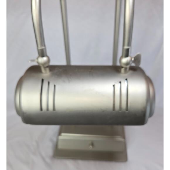 Vintage Art Deco Brushed Steel Tech Desk Lamp Outlet Plugs Phone Outlets Chrome - Picture 12 of 16